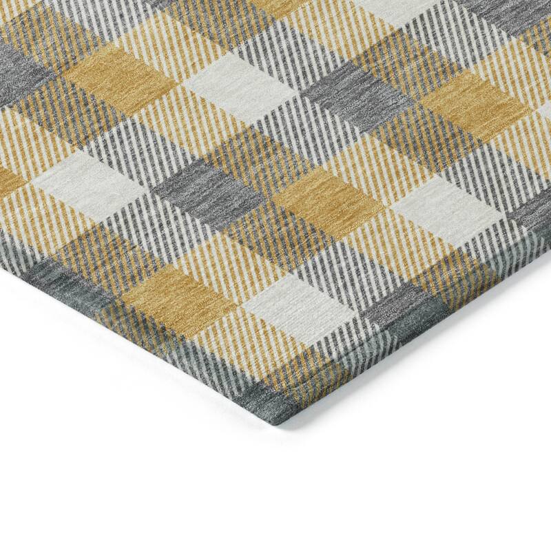 Machine Washable Indoor/ Outdoor Plaid Chantille Rug