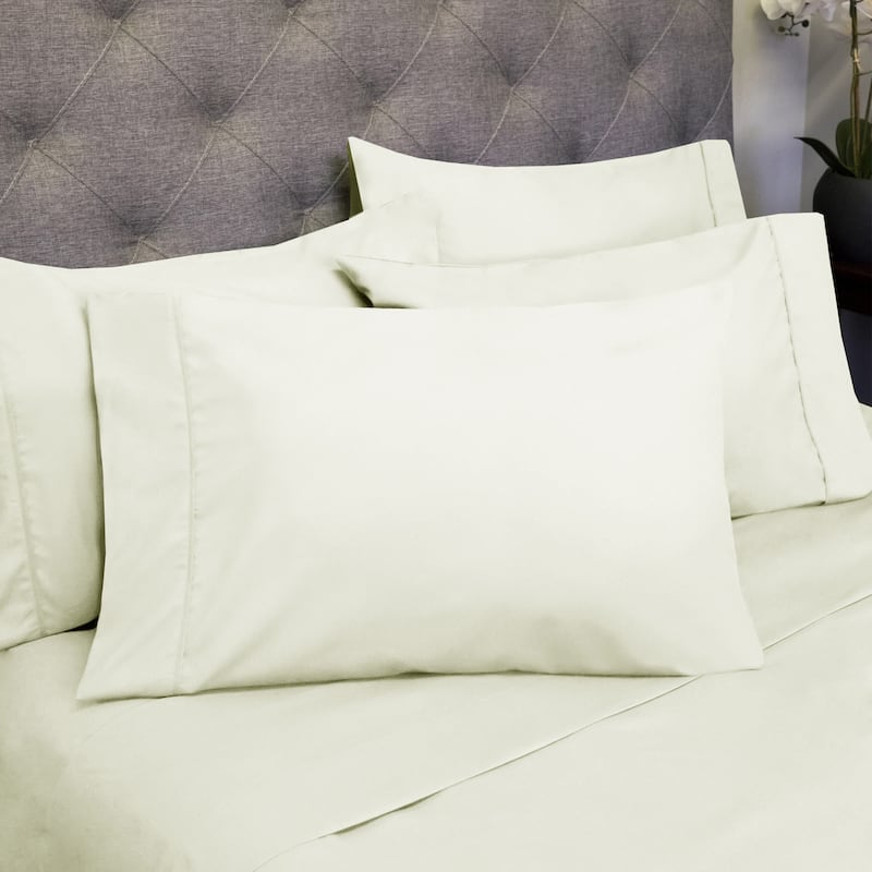 Soft Brushed Microfiber 7-piece Split King Sheet Set - 4 Pillowcases - Ivory