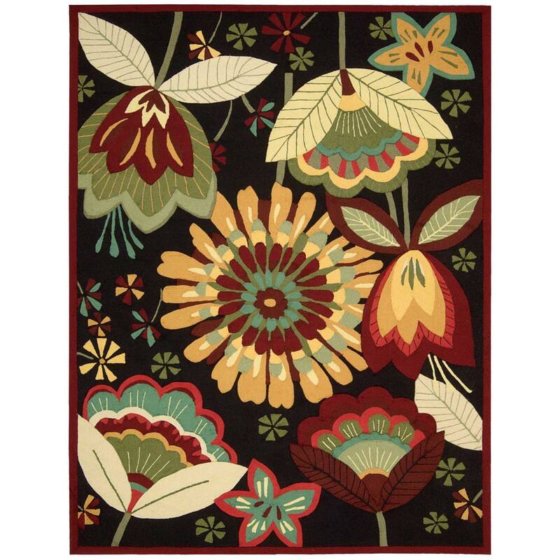 Floral Traditional Stain Resistant Low Pile Area Rug - 126' X '96' X '0.25