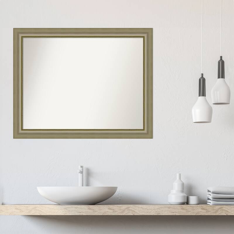 Vegas Silver Framed Non-Beveled Custom Wall Mirror, Bathroom Vanity Mirror