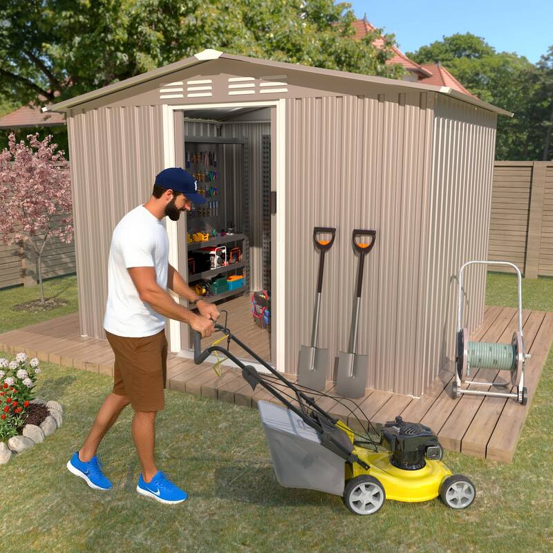 Outdoor Permanent Metal Storage Sheds for Gardening Tools, Patio Sheds Warehouse Vault
