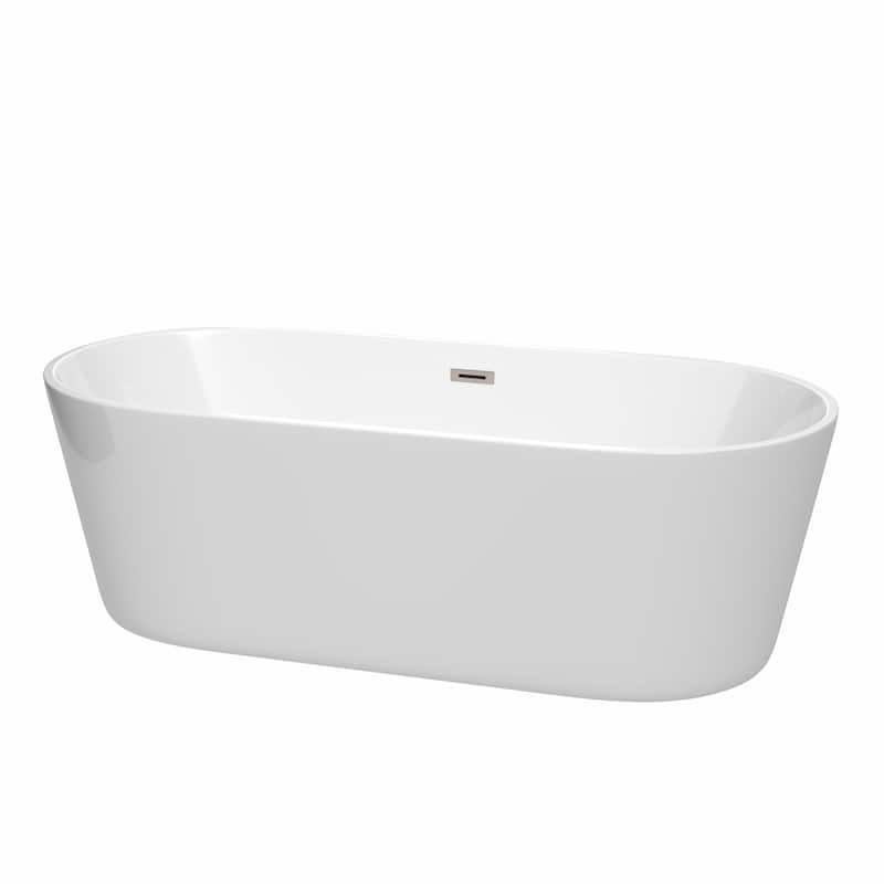 Wyndham Collection Carissa 71" Free Standing Acrylic Soaking Tub with - White / Brushed Nickel Trim