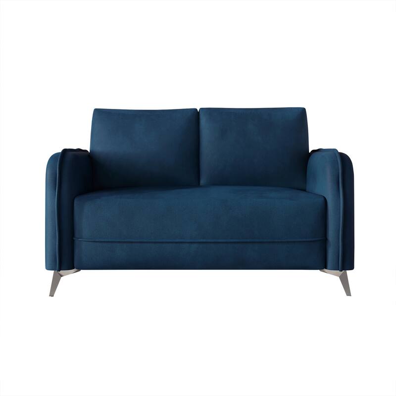 CraftPorch Luxurious Velvet Upholstered Loveseat - N/A - Navy Blue