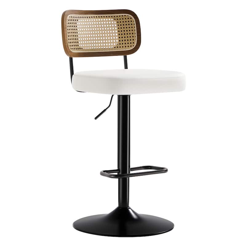 Adjustable Height Swivel Bar Stools with Back and Footrest - 17.7"W x 15.75"D x 35"-42.9"H