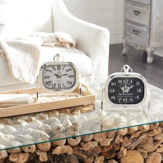 Crow Haven Assorted Rustic Distressed Metal Table Clock (Set of 2 ...