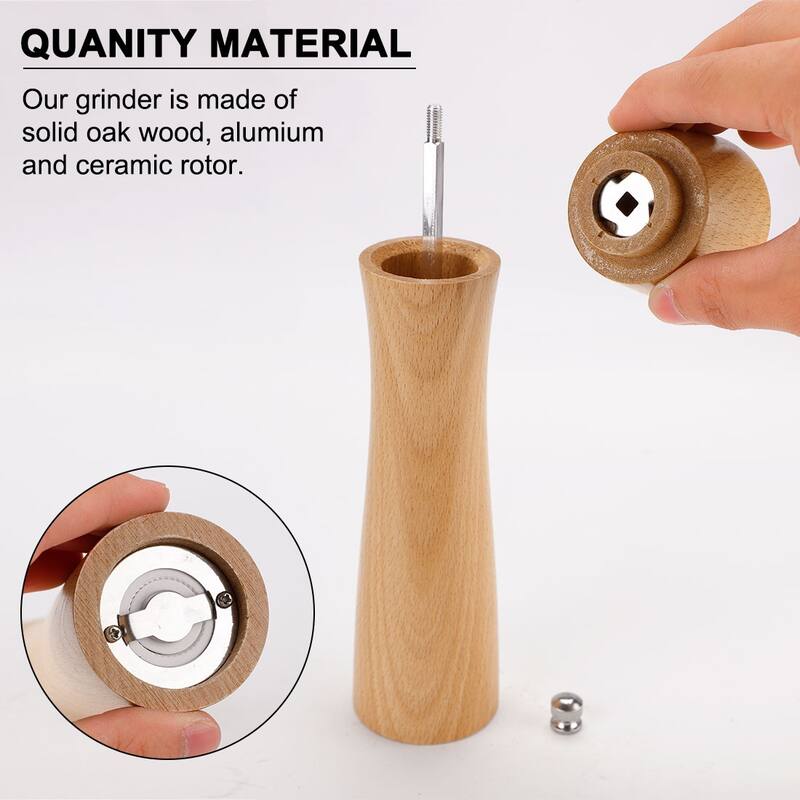 Salt and Pepper Grinder Wooden Mills Shaker w Adjustable Coarseness - 8.5", 2pcs