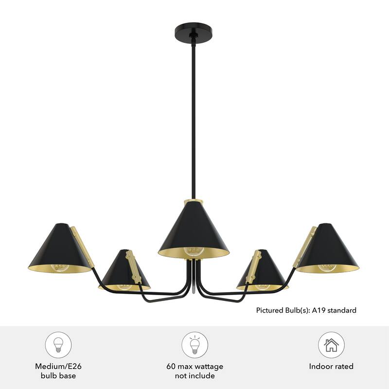 Hunter Grove Isle 5-Light Chandelier, Dining Room, Entry, Mid-Century Modern, Geometric