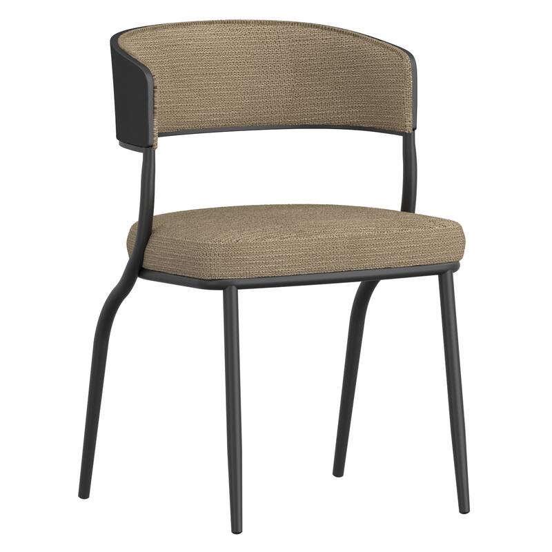 Modern Performance Fabric & Bentwood & Metal Dining Chair, Set of 4 - Dark Beige & Black - Beige
