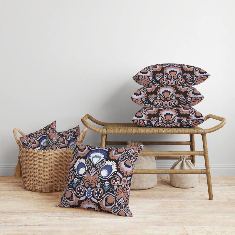Whimsical Cat Eye Faux Suede Reversible Throw Pillow Orange and Black