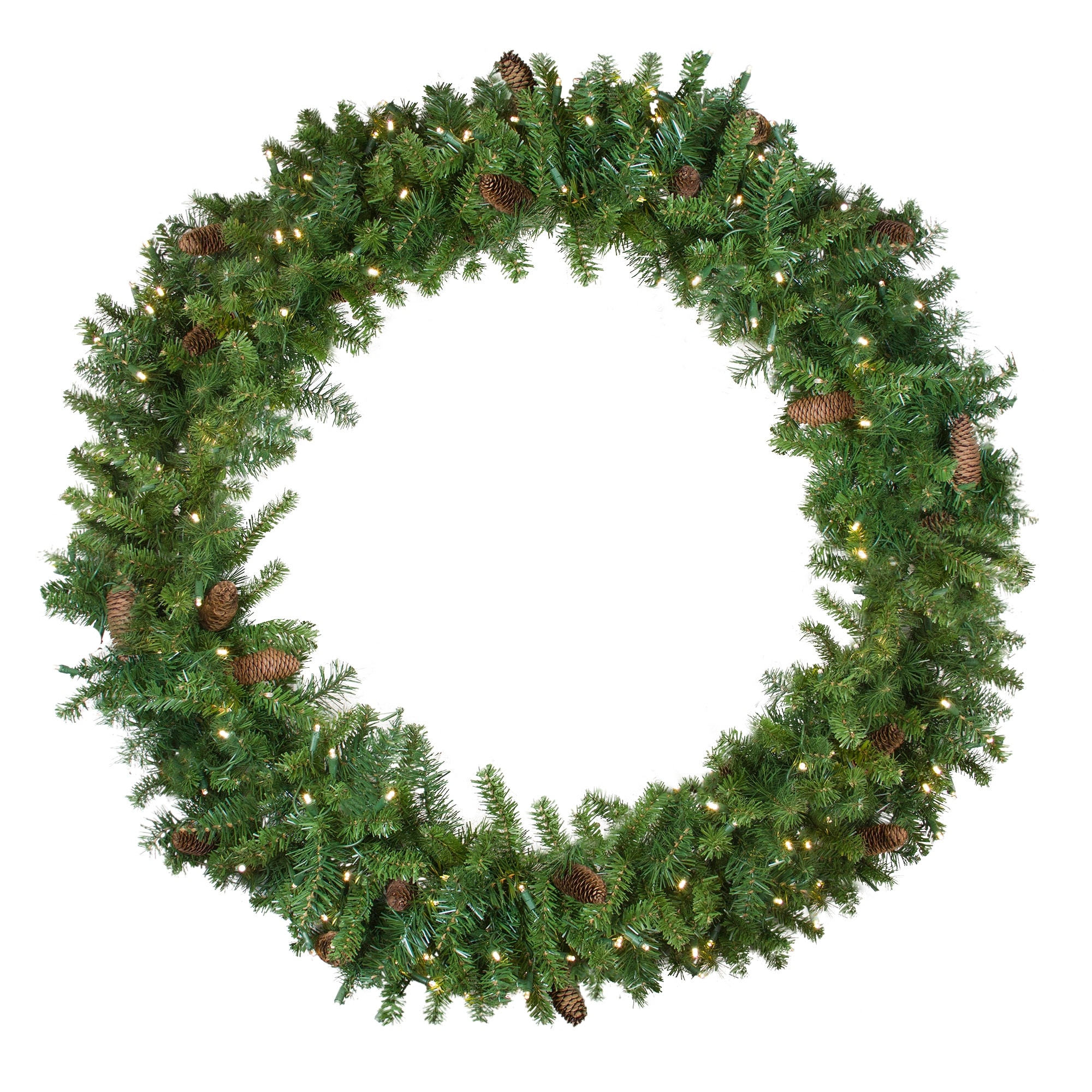 Pre-Lit LED Dakota Red Pine Artificial Christmas Wreath - 48-Inch Warm White Lights - 48"