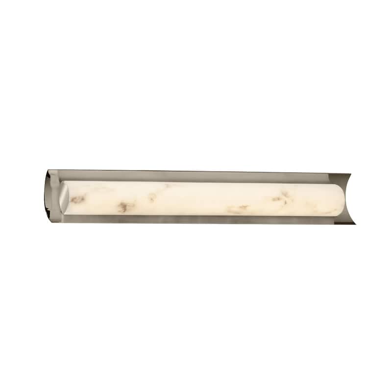 Justice Design LumenAria Lineate 30-inch Brushed Nickel ADA LED Wall/ Bath Bar, Faux Alabaster Shade