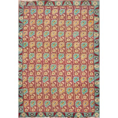 Hand Knotted Oriental 100% Wool Carpet Traditional All-Over Pink Tabriz Area Rug - 4' 5'' X 3' 0''