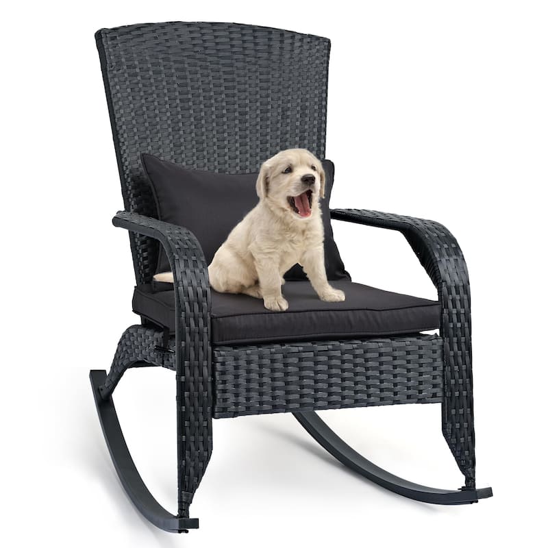 Outdoor Wicker Rocking Chair, Rattan Recliner