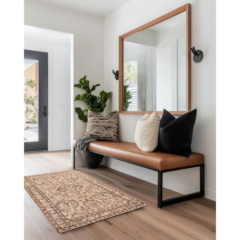 ECARPETGALLERY Hand-knotted Antalya Vintage Beige Wool Rug - 3'3 x 4'9