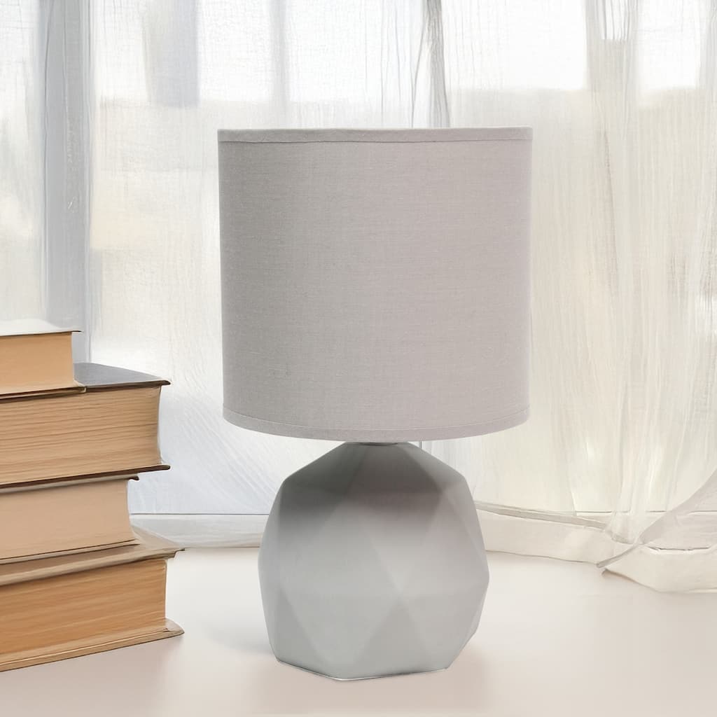Geometric Concrete Table Lamp with Drum Shade - 10.5" - Gray