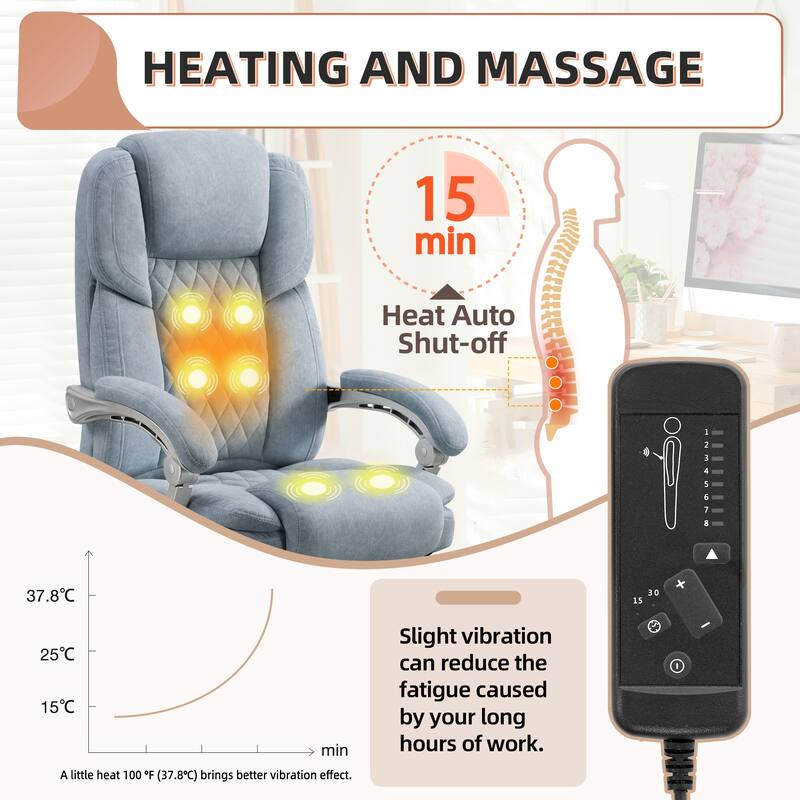 EROMMY Heated Massage Office Chair with Footrest, Ergonomic Reclining Desk Chair with Lumbar Support and Adjustable Height.