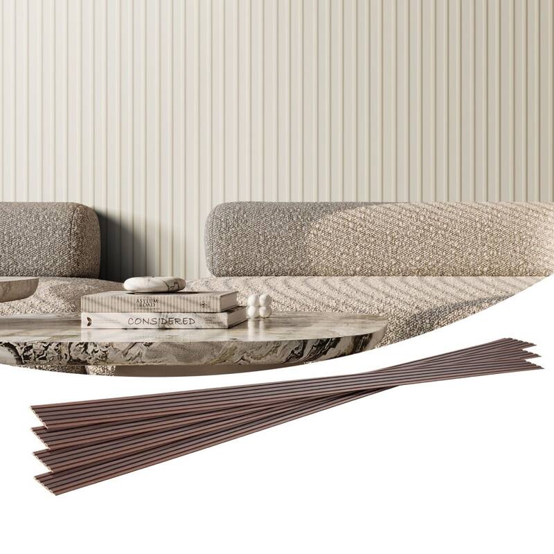 34.8 Sq Ft WPC Acoustic Wall Panels 8 Pieces Fire-Resistant Slat Design for Soundproof Room Decor - 96.5" x 6.5" x 0.35"