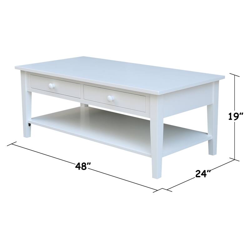 Spencer Solid Parawood Coffee Table - 48 in. W x 24 in. D x 19 in. H