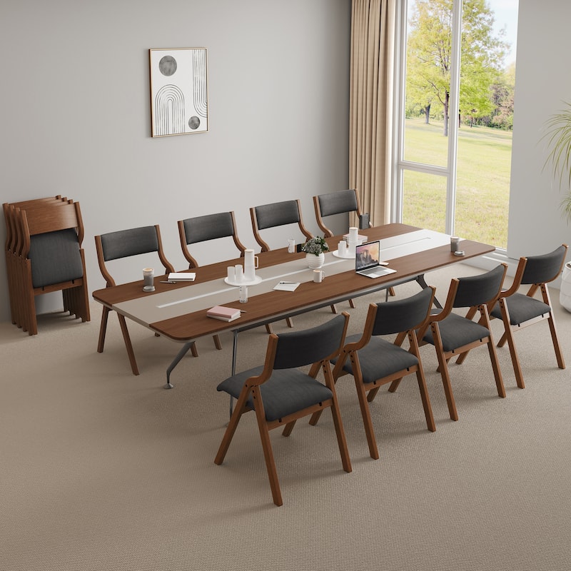 Upholstered Folding Dining Chair, Space Saving, Easy To Carry - Dawn Grey,Walnut