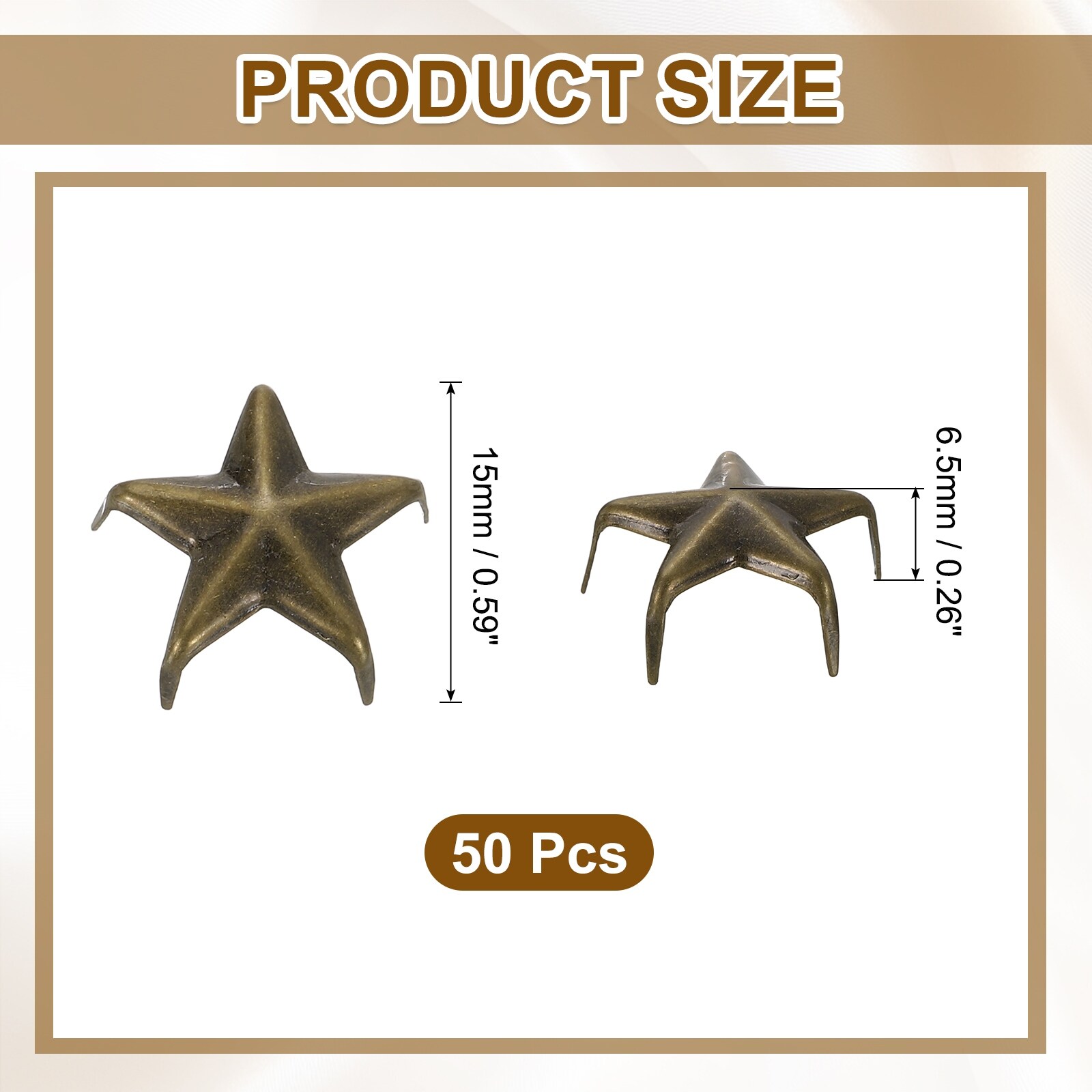 Star Studs Rivets, Metal 5-Claw Nailhead Punk Rivet Stud