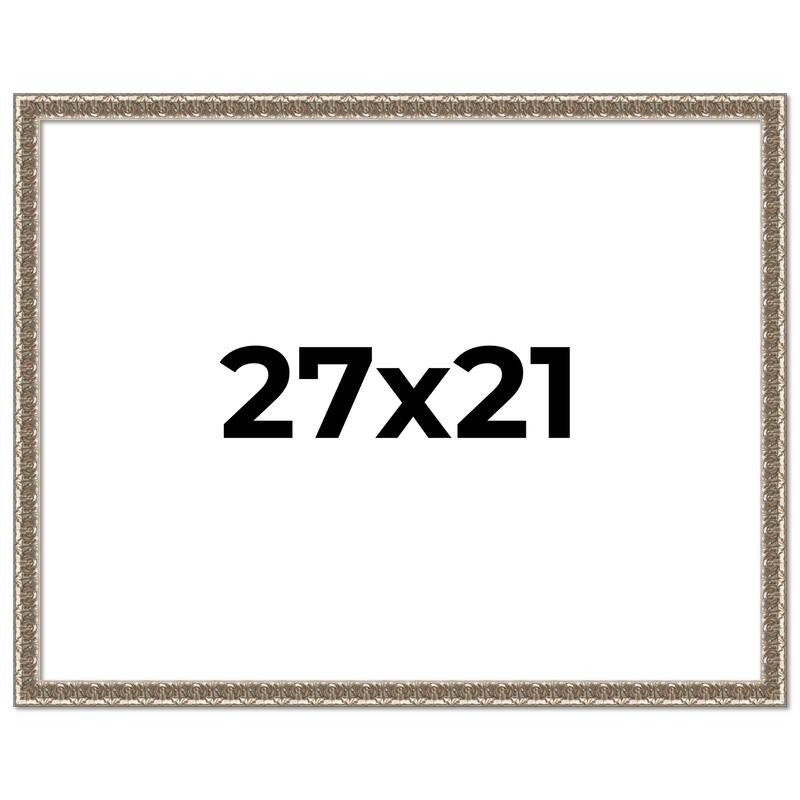 27x21 Frame Silver Versailles Ornate Solid Wood Picture Frame | 1 Inch