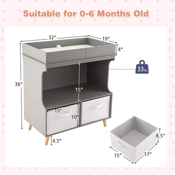 Costway Baby Changing Table Dresser Infant Diaper Station Nursery with - See Details