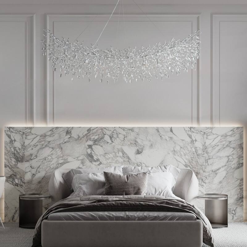 Modern Branch Crystal Linear Chandelier, 1100-1830mm Dining Pendant Light