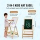 preview thumbnail 4 of 9, 2-in-1 Natural Wooden Double-Sided Wooden Magnetic Whiteboard Chalkboard Art Easel - 19.29”L x 17.12”W x 39.37”H