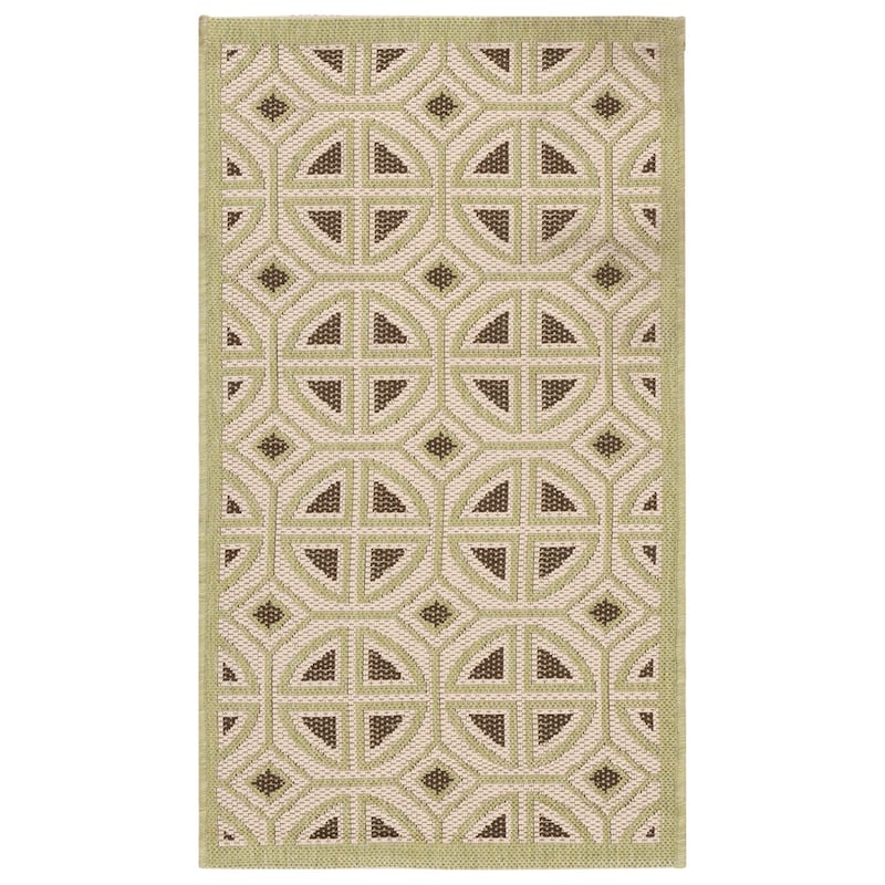 SAFAVIEH Courtyard Fatmire Indoor/ Outdoor Waterproof Patio Backyard Rug - 2' x 3'7" - Beige/Sweet Pea