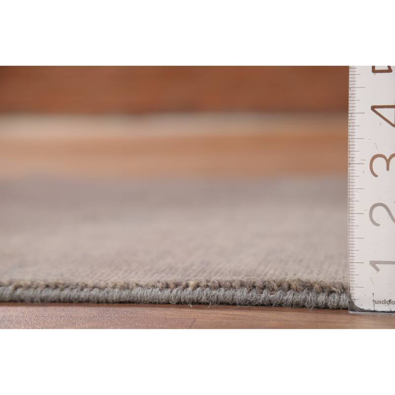 Gabbeh Modern Foyer Rug Handmade Grey Solid Wool Carpet - 2'10"x 3'11"