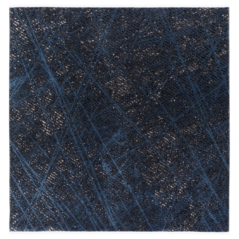 SAFAVIEH Mila Clydie Modern & Contemporary Rug - 6'7" Square - Dark Blue/Black