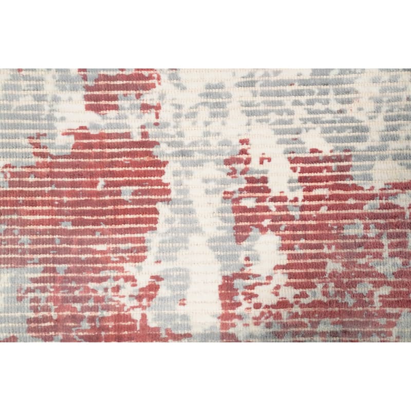 Hand Knotted Oriental Viscose Silk Carpet Modern Abstract Multi-Colored Abstract Area Rug - 4' 0'' X 2' 0''