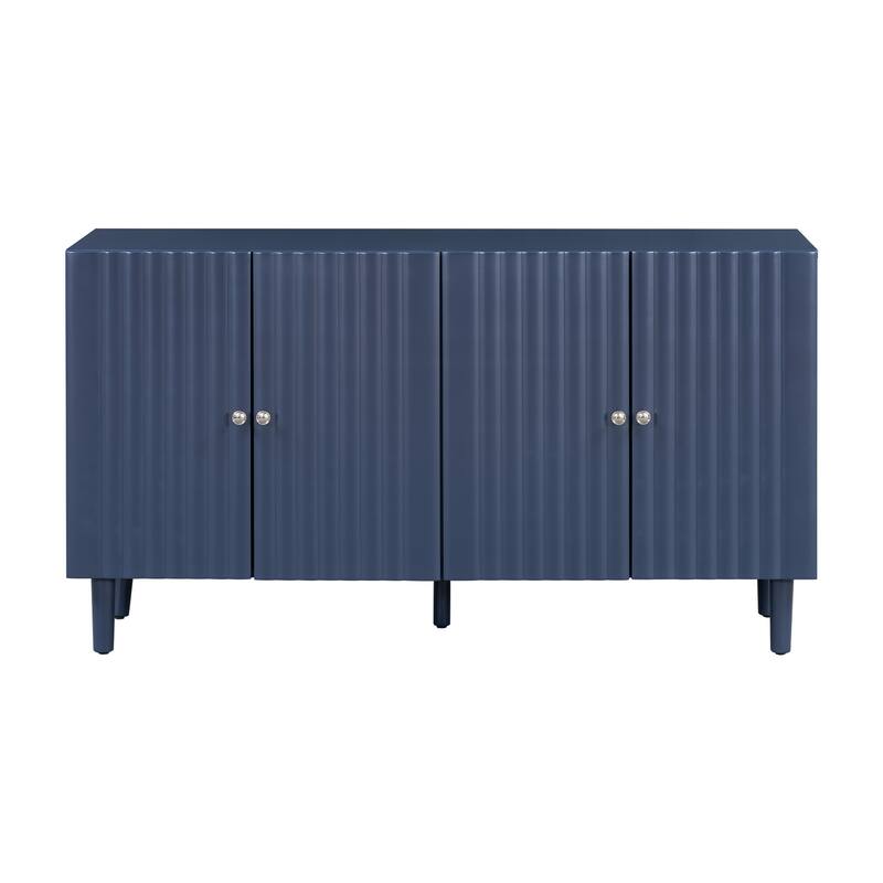 Elegant Four-Door Sideboard with Wavy Pattern Doors
