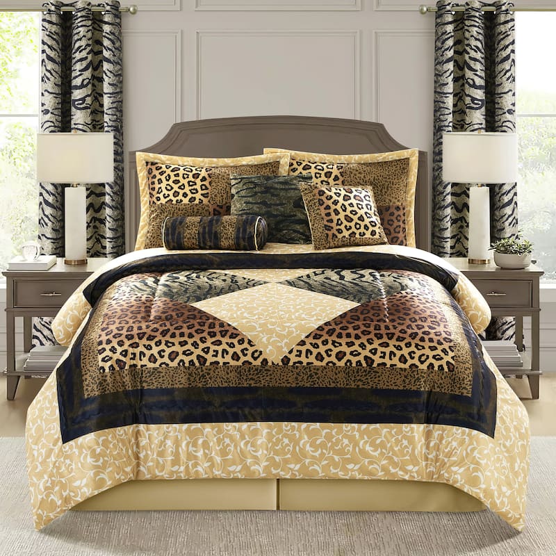 Nanshing Africa 9 Piece Animal Print Comforter Set - King