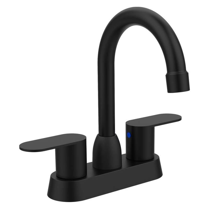 Modern 2 Handle 360 Degree High Arc Swivel Bathroom Sink Faucet with Aerator, Splash and Fingerprint Resistant