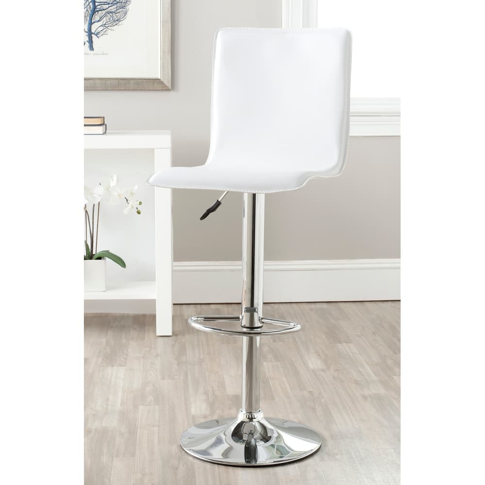 SAFAVIEH Kristi White Adjustable 23-30-inch Swivel Bar Stool - 16.1" x 19.3" x 37.8" - 17Wx19Dx44H