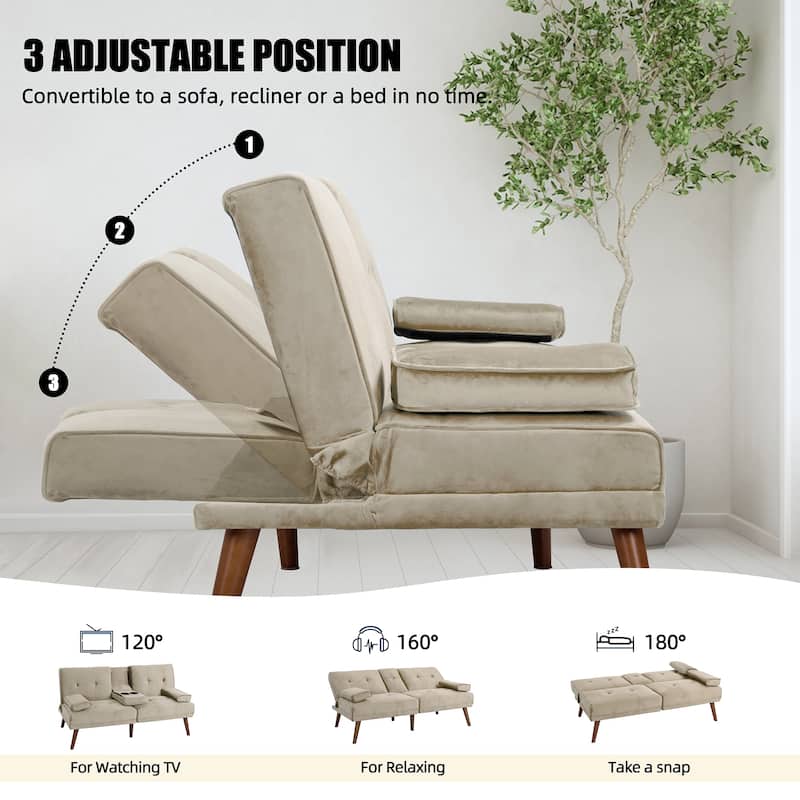 Futzca 60" Small Loveseat, 3 in 1 Cute Convertible Sofa Bed
