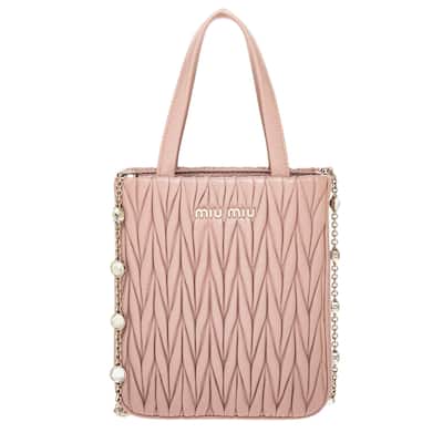 Miu Miu Matelasse Mini Tote with Crystal Chain