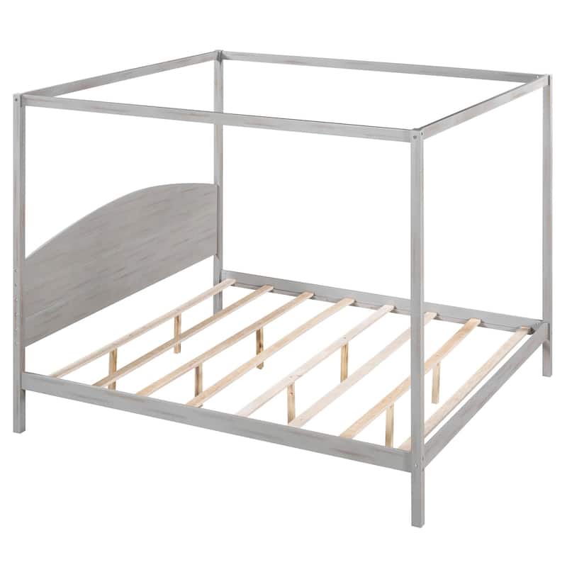 King Size Canopy Bed with Headboard and Support Legs