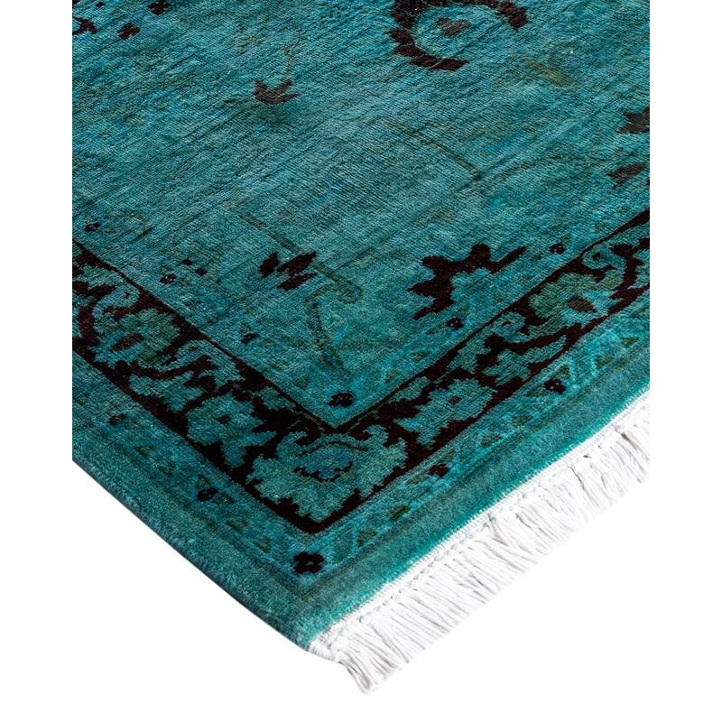Fine Vibrance One-of-a-Kind Hand-Knotted Runner Rug - Green, 2' 8" x 12' 2" - 2' 8" x 12' 2"