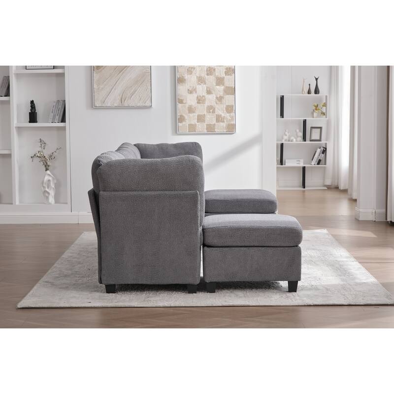 GDFStudio - Modular Polyester 6-Seat 113.39" Sectional with Storage Ottoman