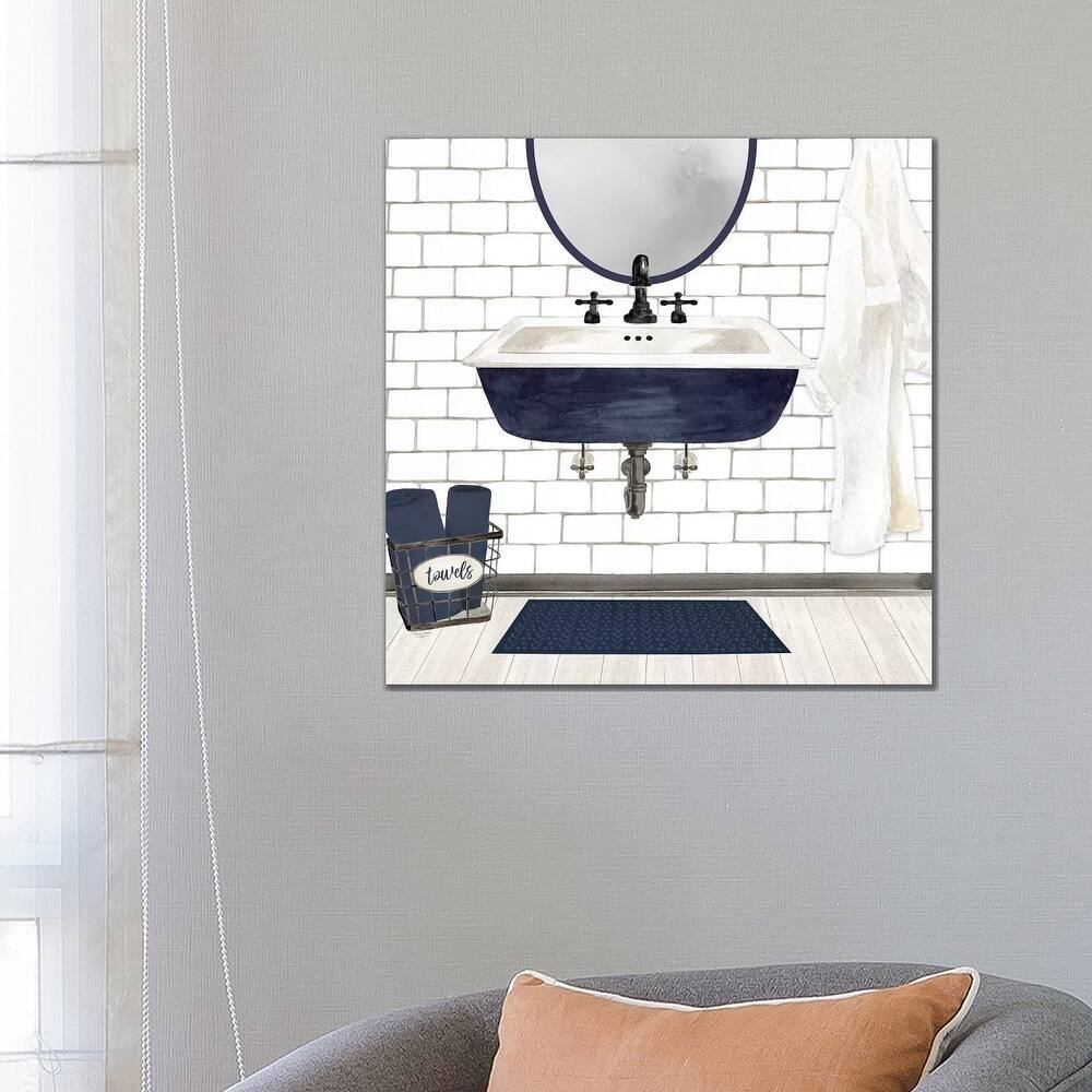 iCanvas "Farmhouse Bath II Navy-Sink" by Tara Reed Canvas Print
