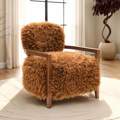 Furniture of America Lumir Modern 28-inch Faux Fur Accent Arm Chair