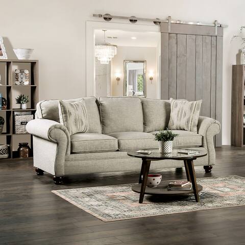Furniture of America Chetbert Transitional Cream Upholstered Sofa