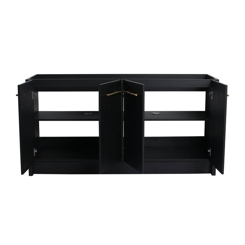 24" Bathroom Vanity with Soft-Close Doors and Spacious Storage, Black Chestnut Finish, Freestanding Design, Vanity Base Only
