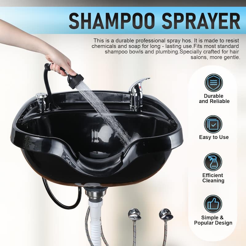 WOWOW Professional Shampoo Bowl for Salon - Matte Black