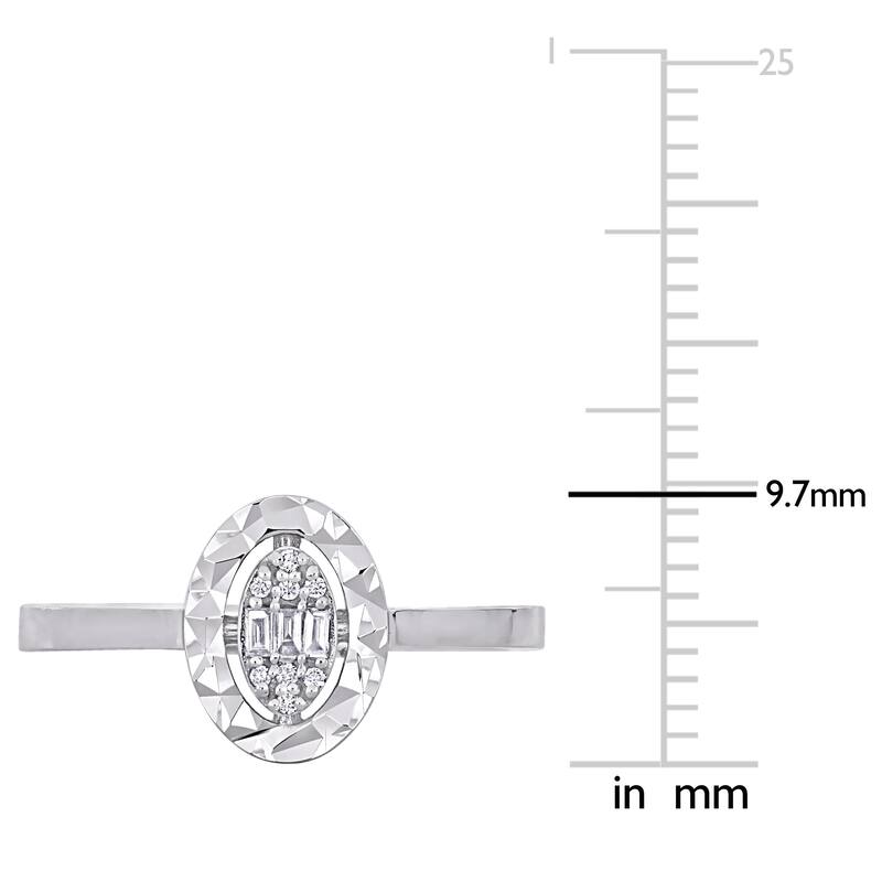 Miadora Parallel Baguette-Cut and Round-Cut Oval Diamond Accent Ring in 14k White Gold