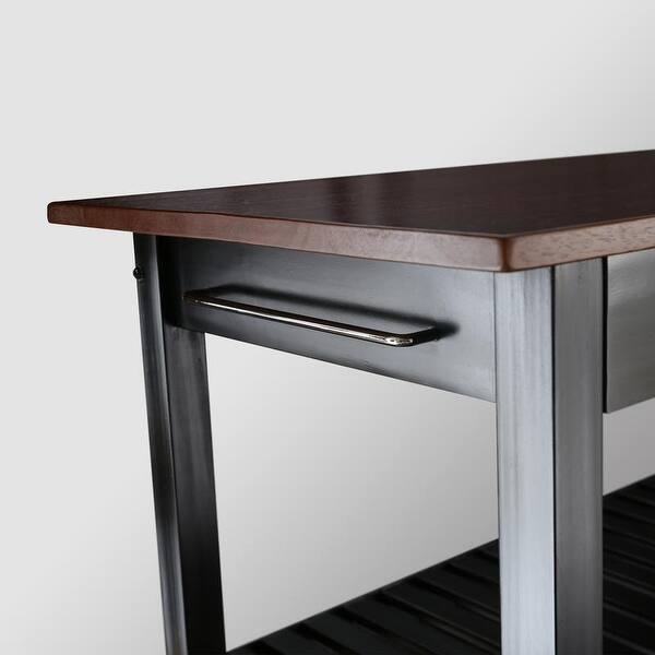 Shop 2 Shelf Natural Solid Wood Top Kitchen Island Overstock