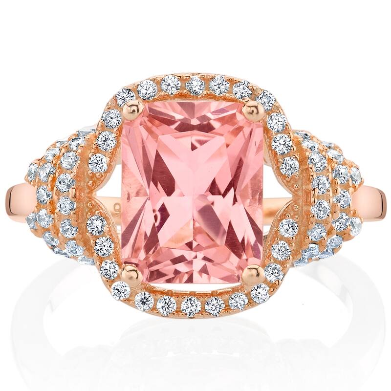 Rose Tone Sterling Silver 2.75 ct Created Morganite Ring