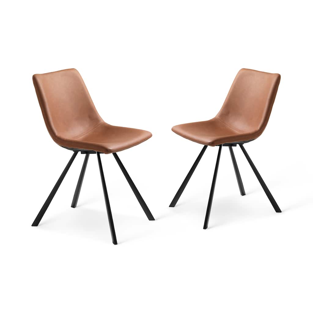 Rye Studio Faux Leather Chairs with Black Steel Legs, Set of 2